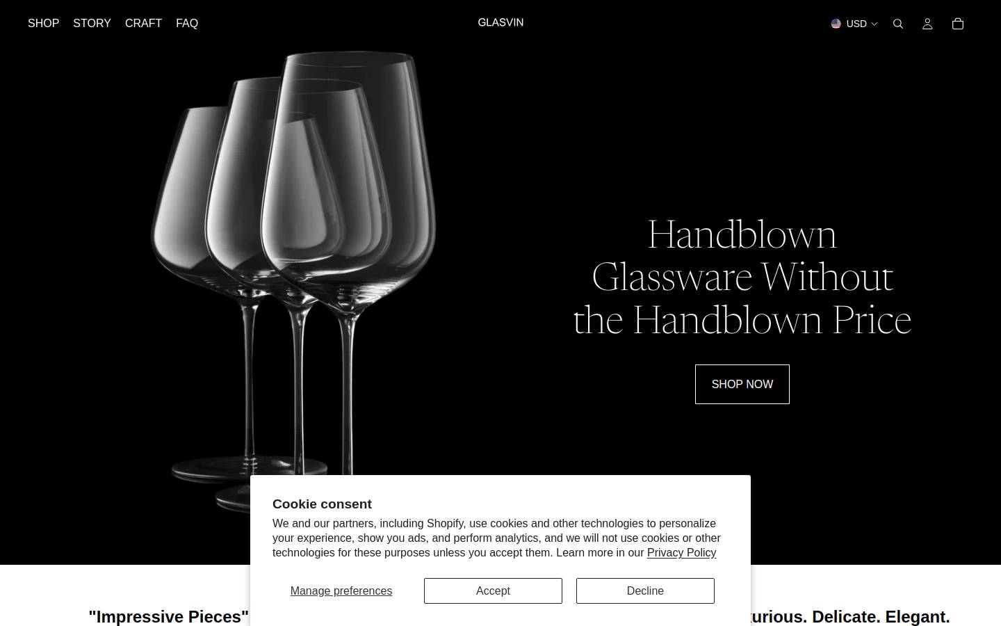 glas.vin homepage screenshot