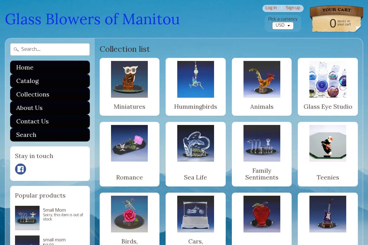glassblowersofmanitou.com homepage screenshot