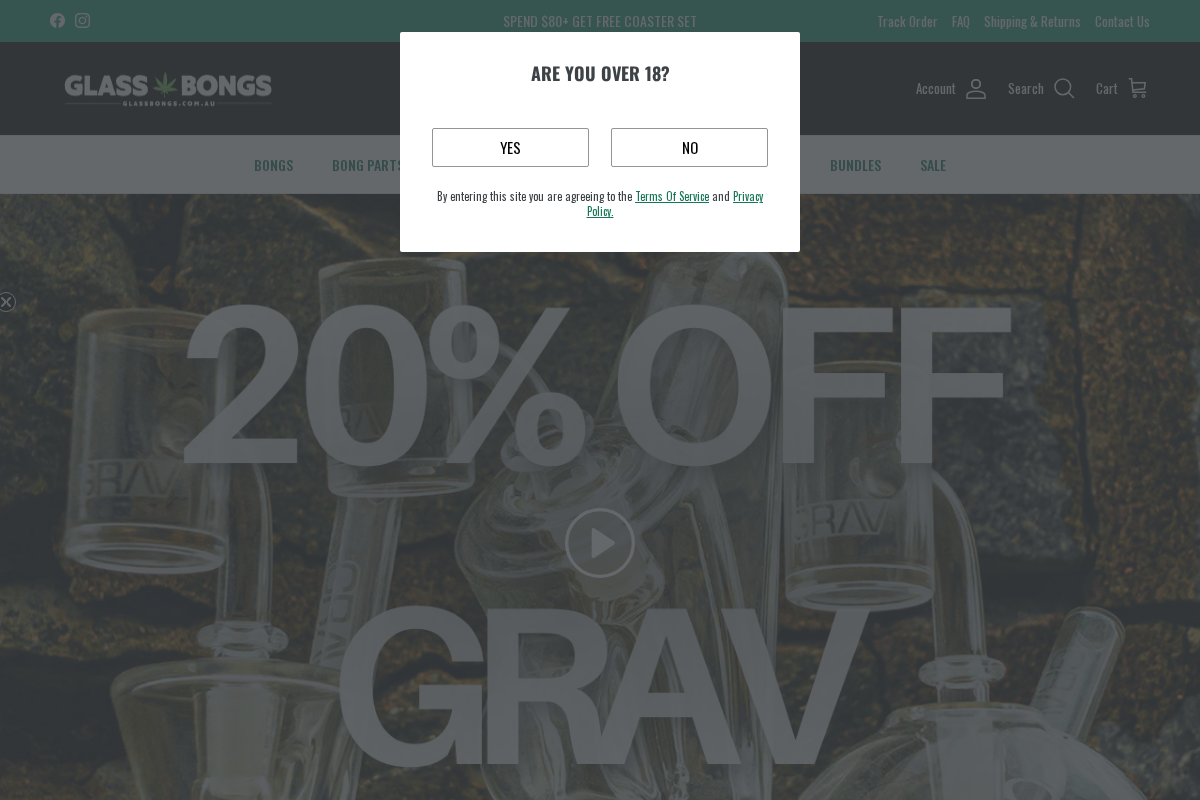 Glassbongs homepage screenshot