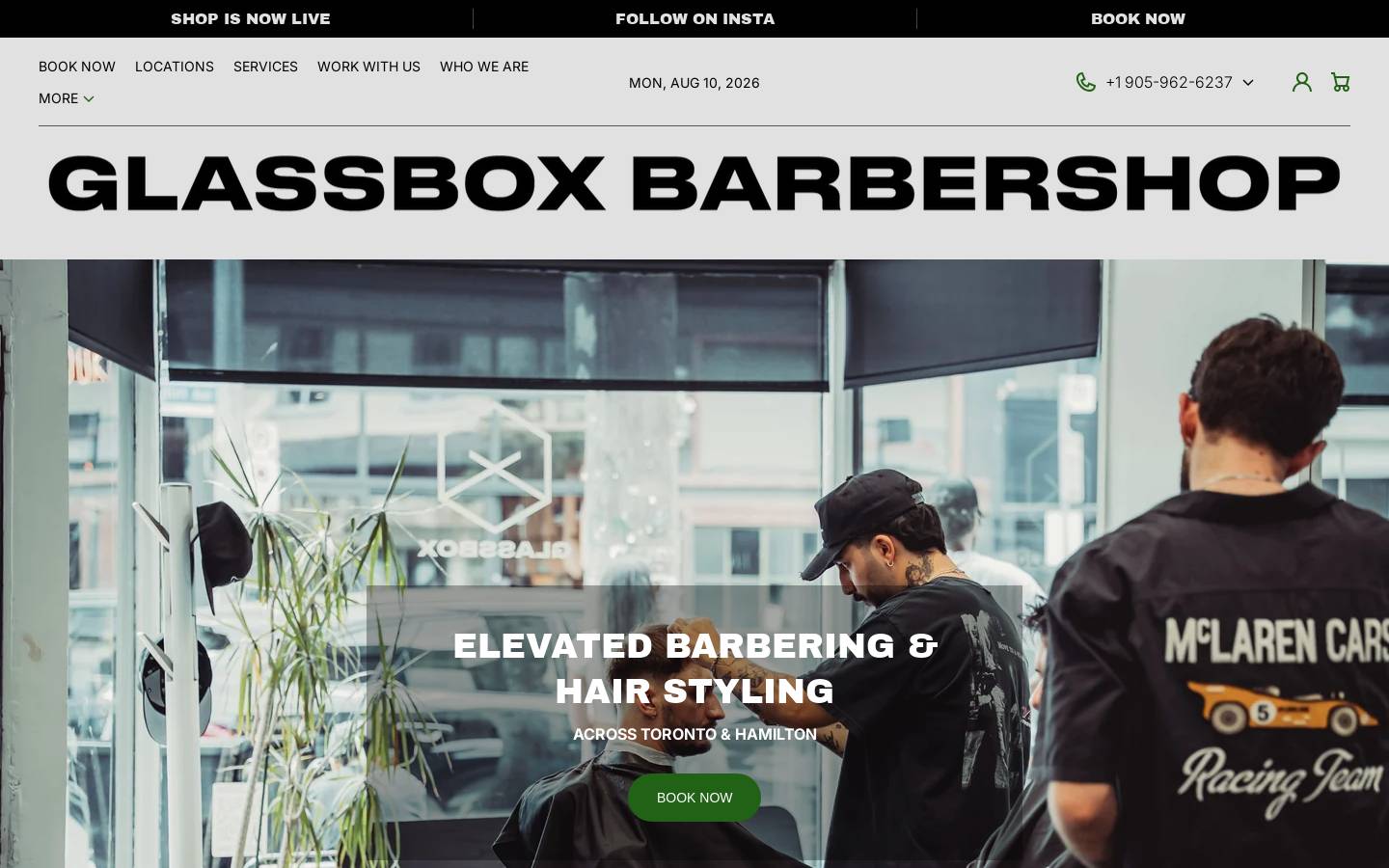 glassboxbarbershop.com homepage screenshot
