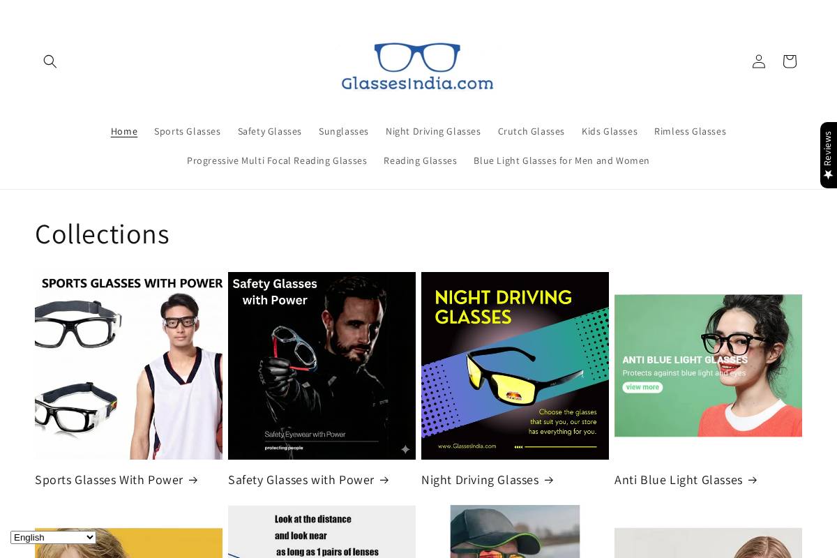 glassesindia.com homepage screenshot