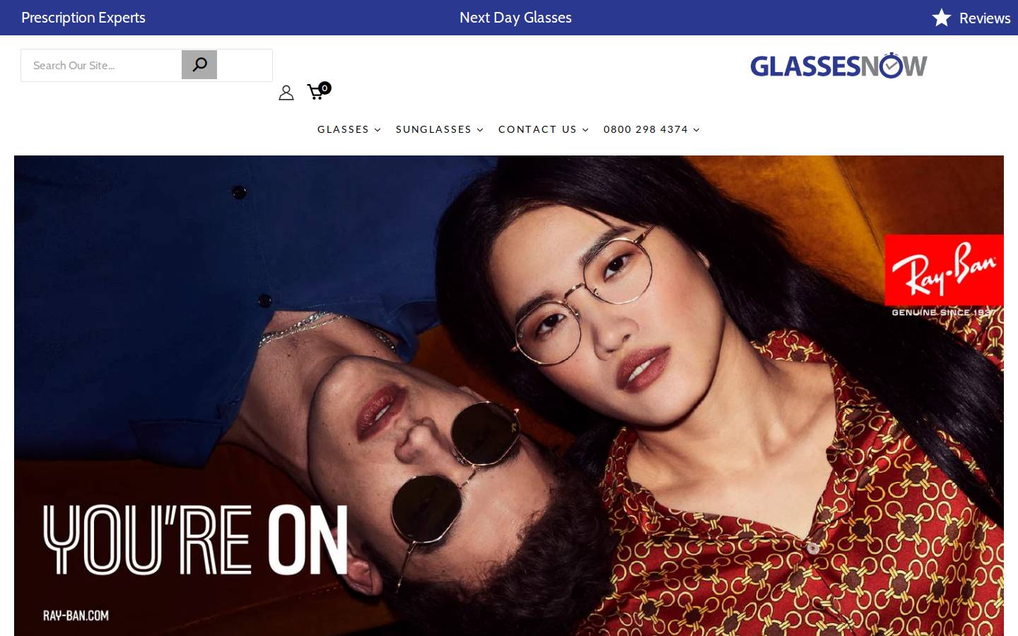 Glasses Now homepage screenshot
