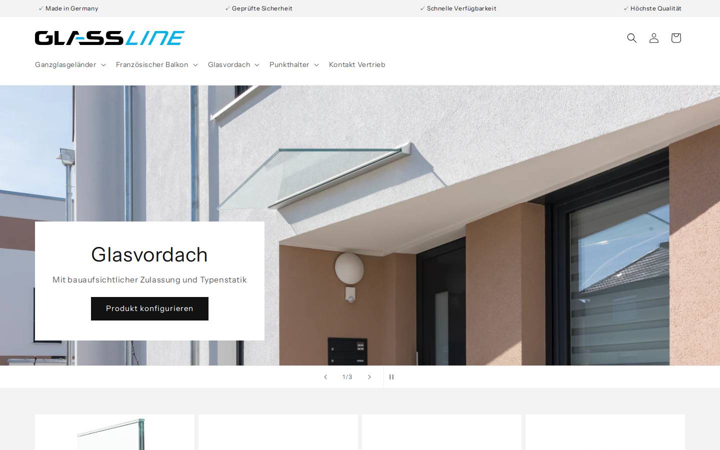 glasslineb2b.com homepage screenshot