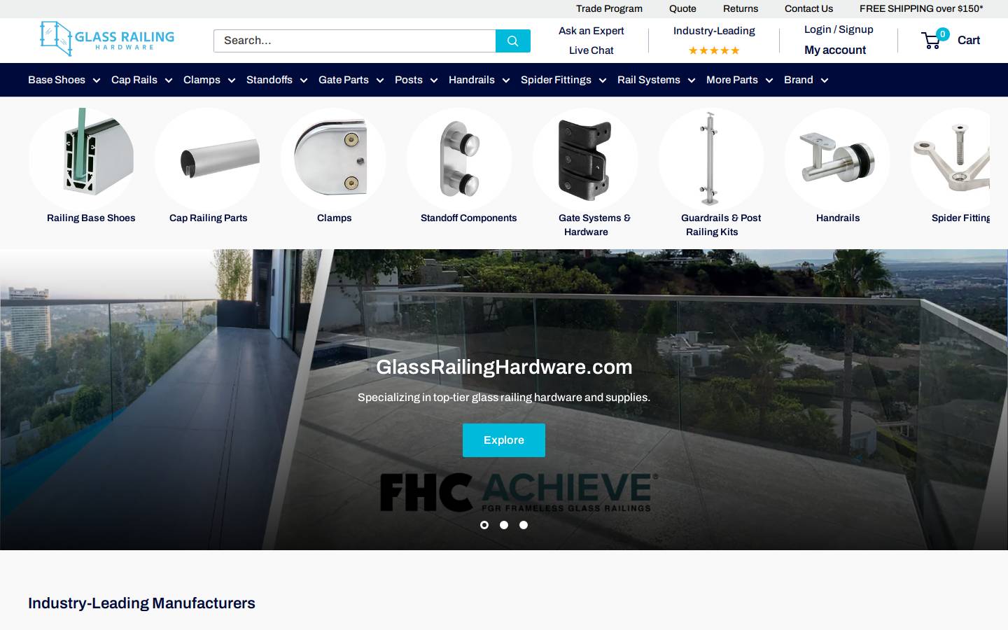 glassrailinghardware.com homepage screenshot