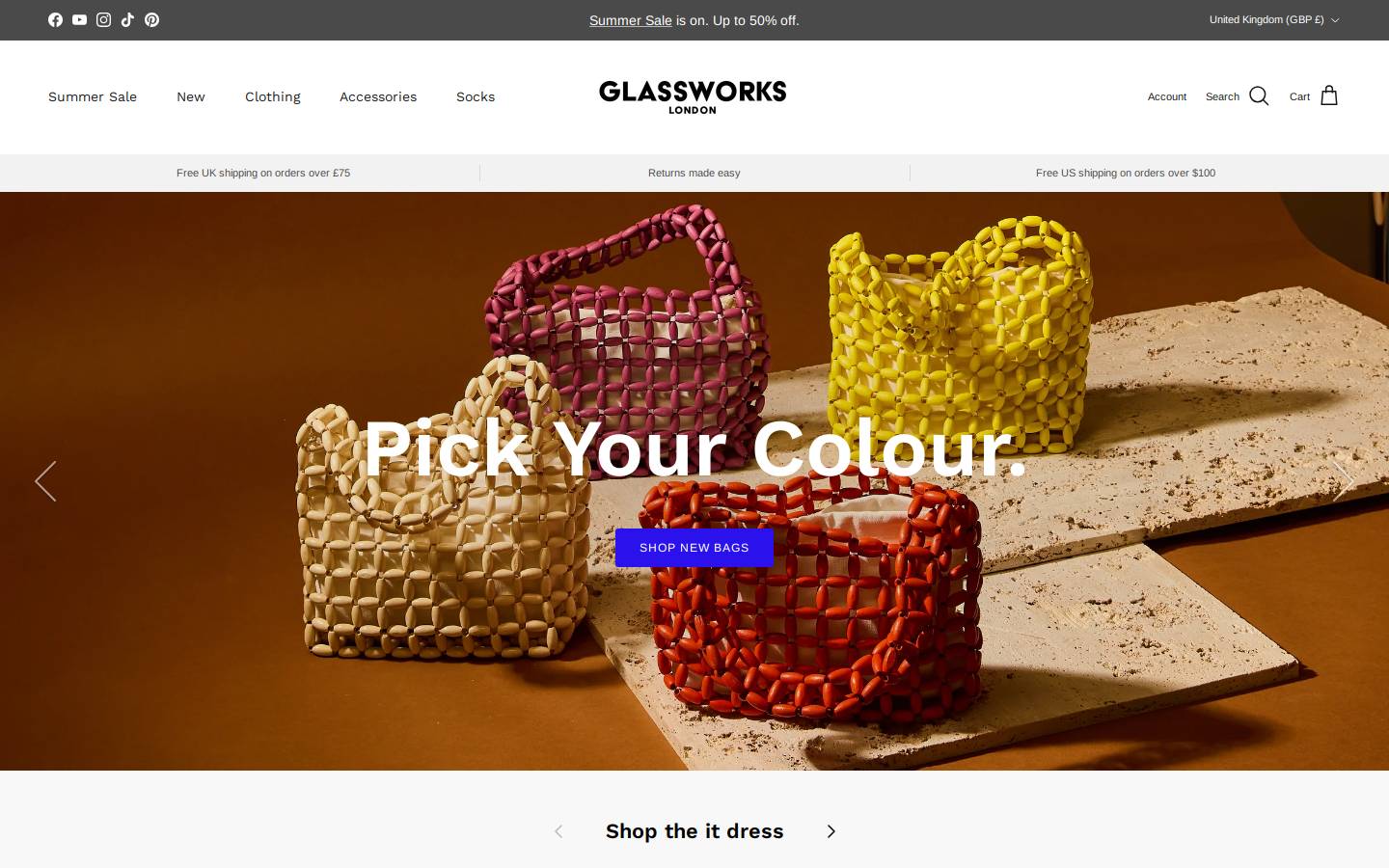 Glassworks London homepage screenshot