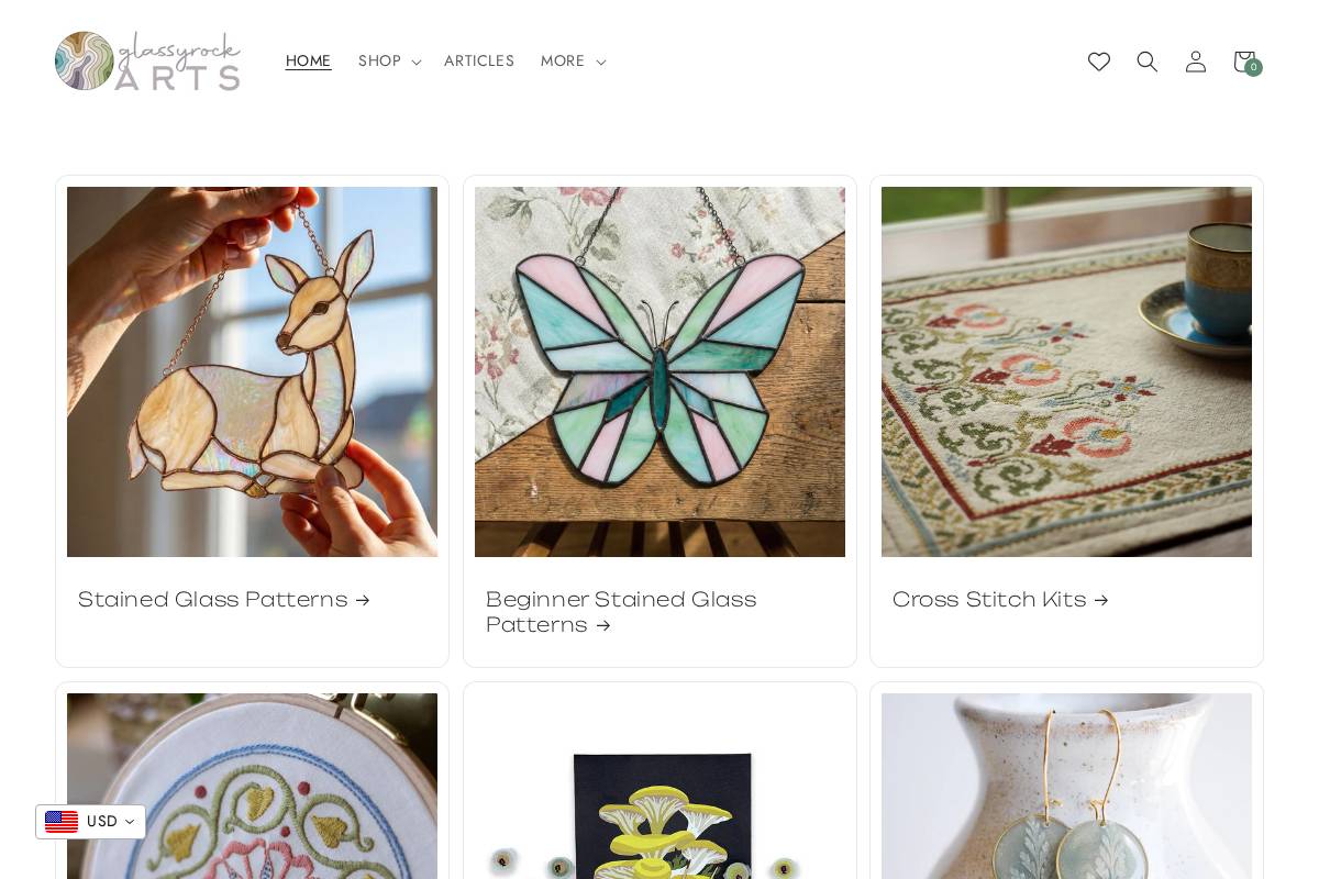 glassyrockarts.com homepage screenshot