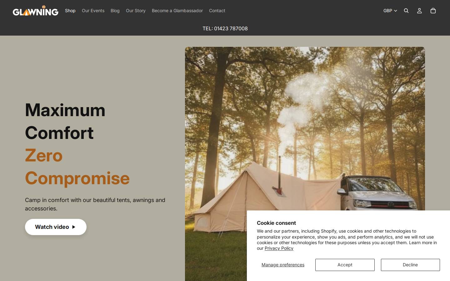 Glawning homepage screenshot