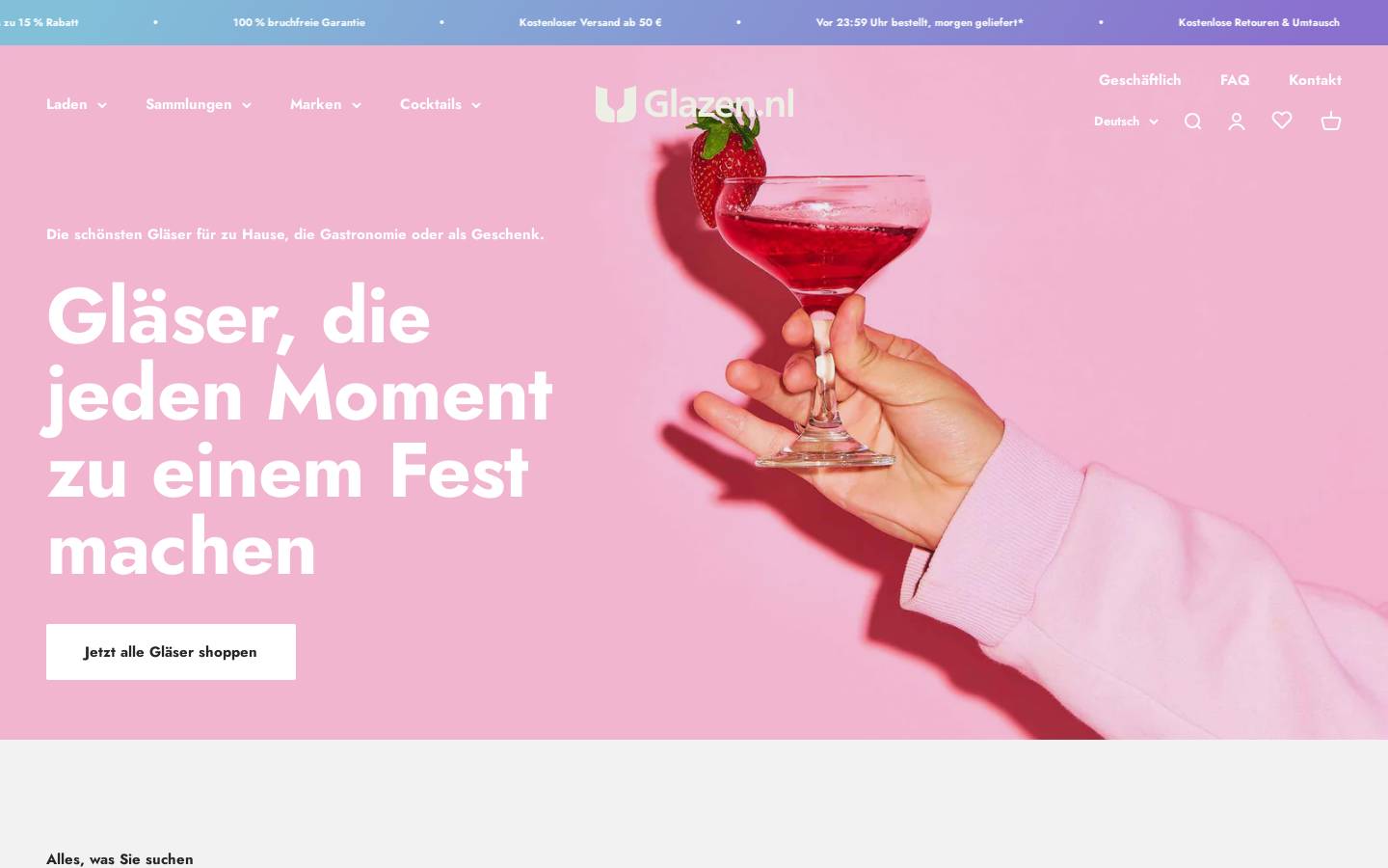 glazen.de homepage screenshot