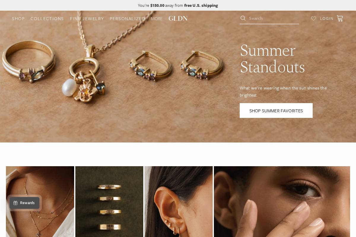 GLDN / Layered + Long Handmade Jewelry homepage screenshot