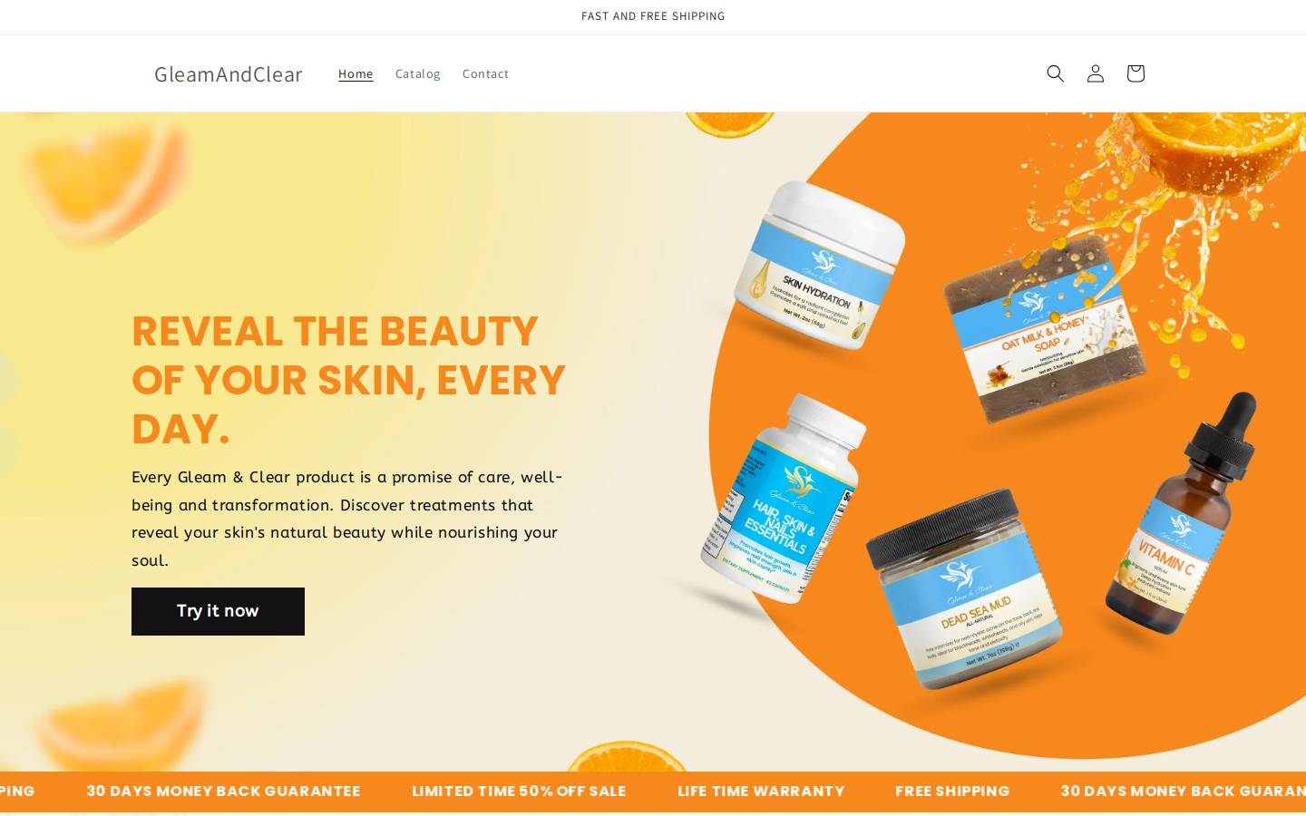 gleamandclear.com homepage screenshot