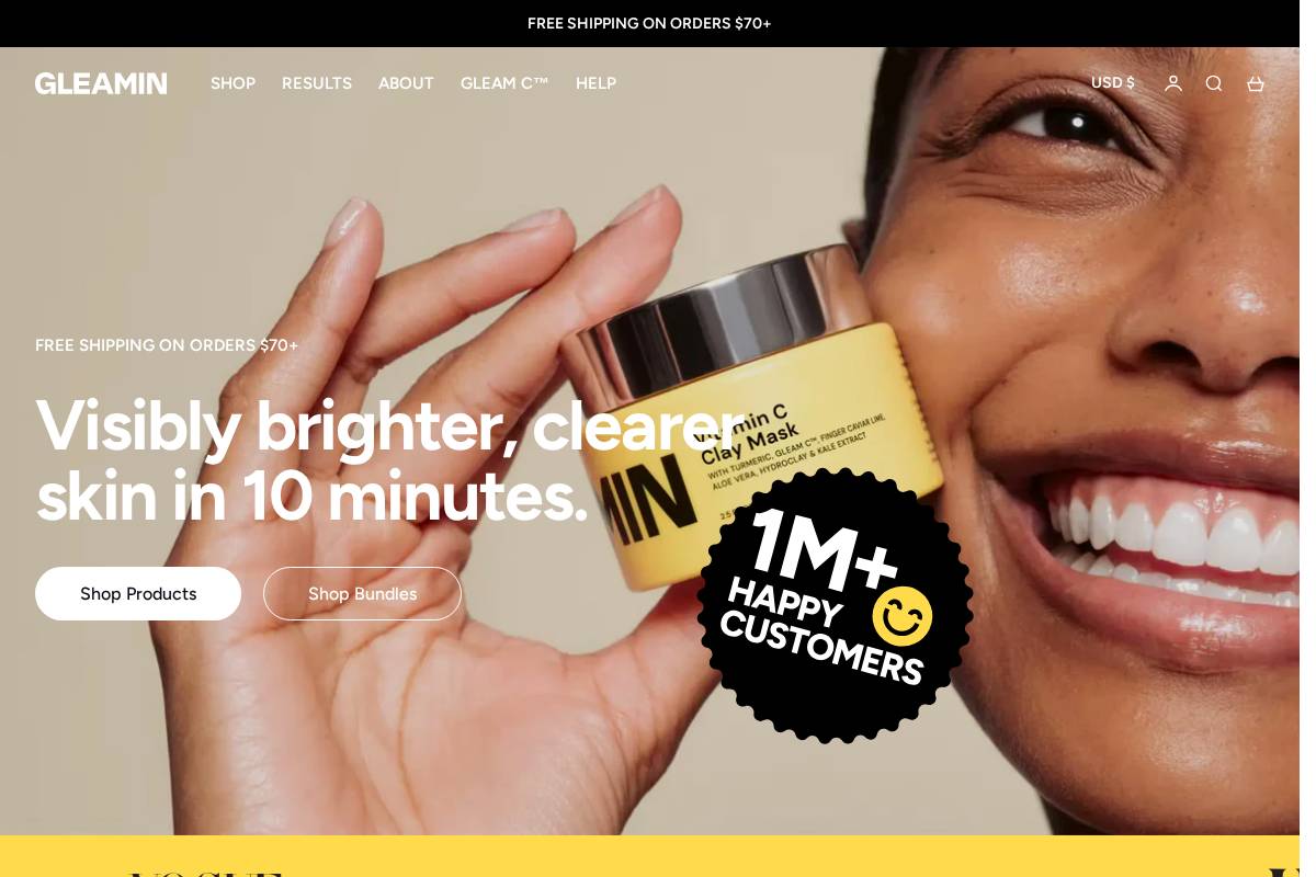 Gleamin homepage screenshot