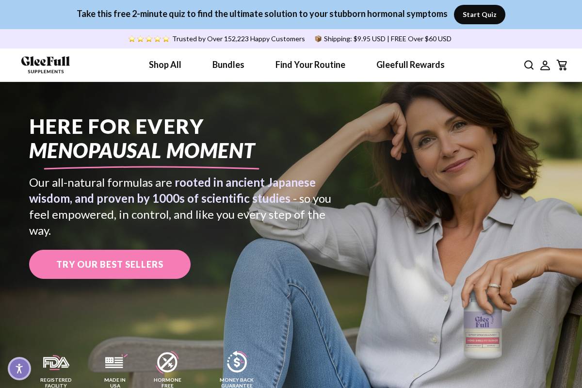 Gleefull Supplements homepage screenshot