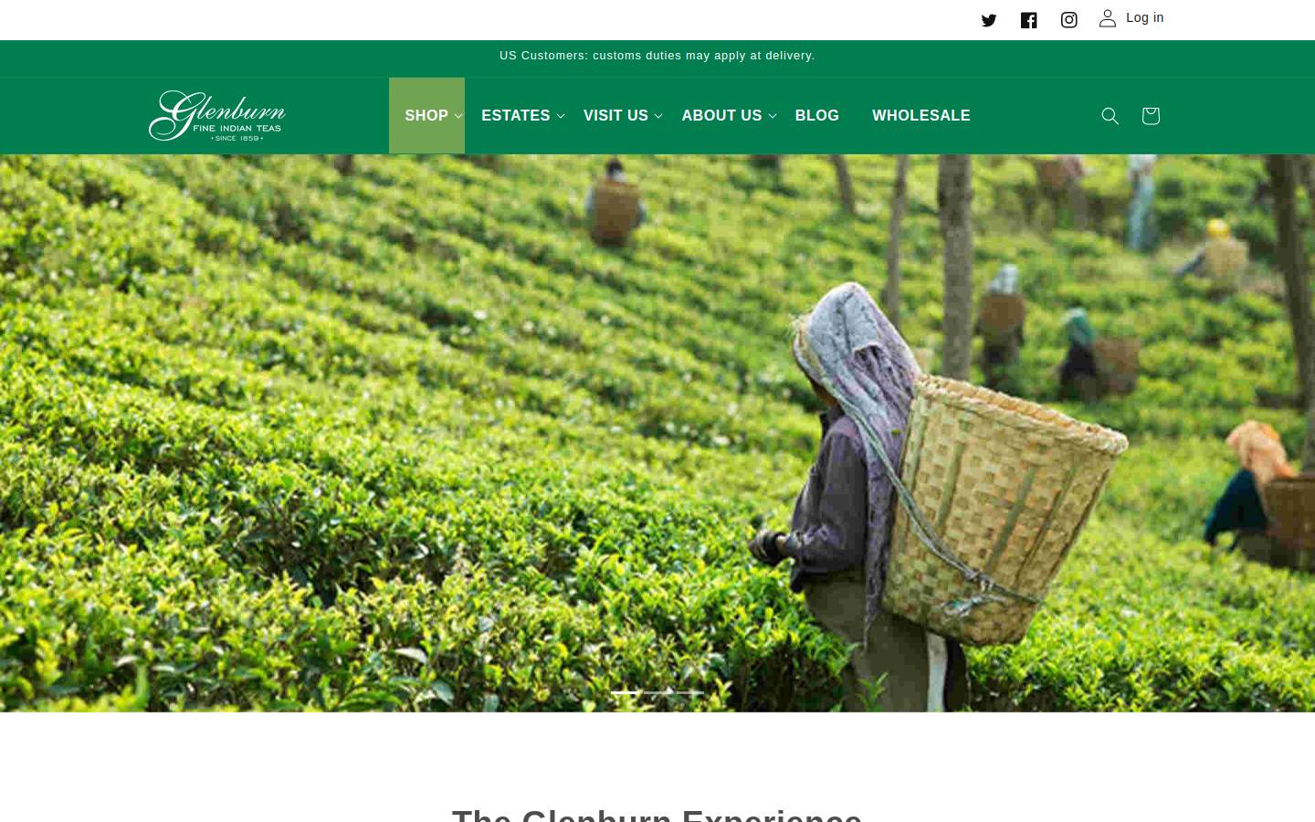 glenburnfinetea.in homepage screenshot