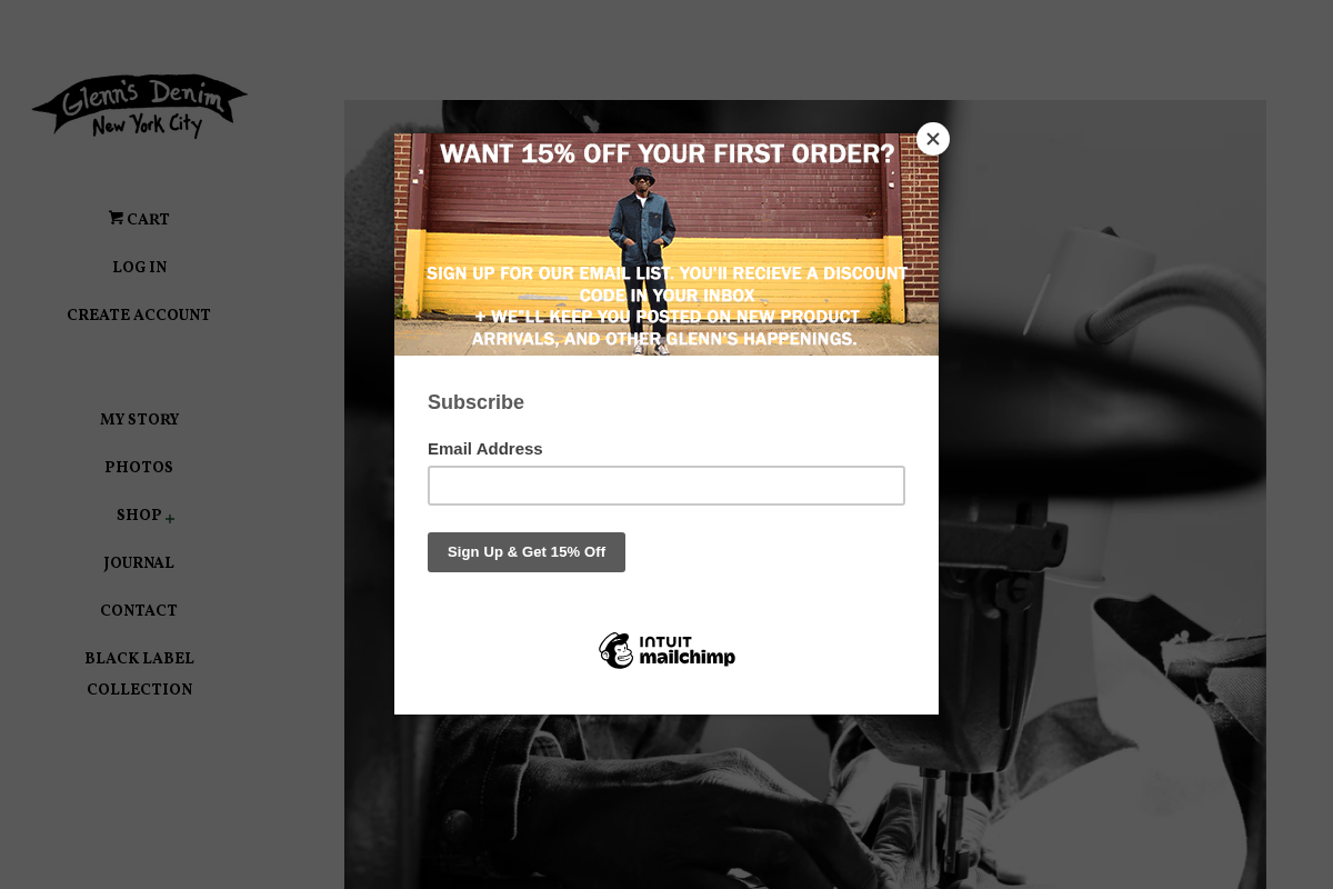 Glenn's Denim homepage screenshot