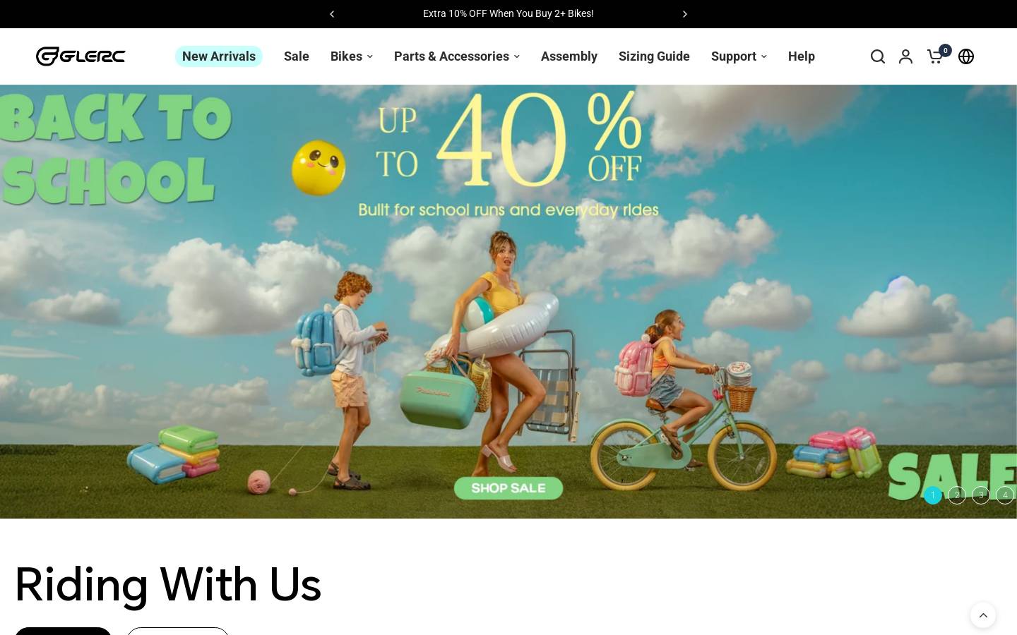 Glercbikes homepage screenshot