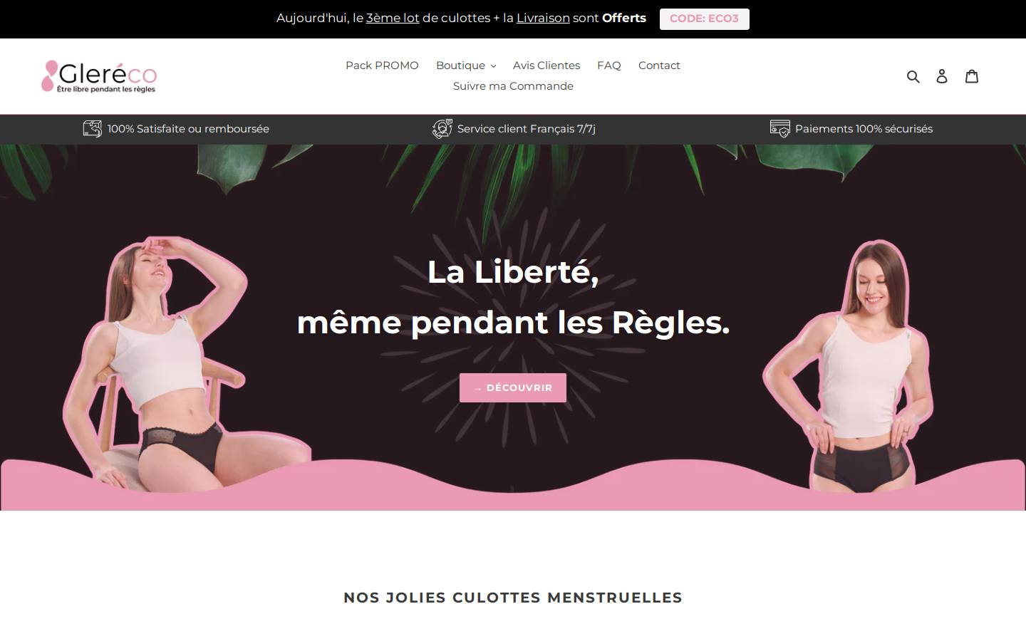 Glerecounderwear homepage screenshot