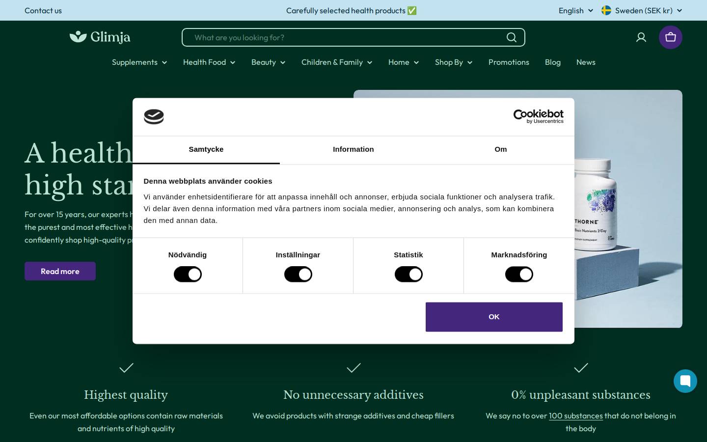 Glimja homepage screenshot