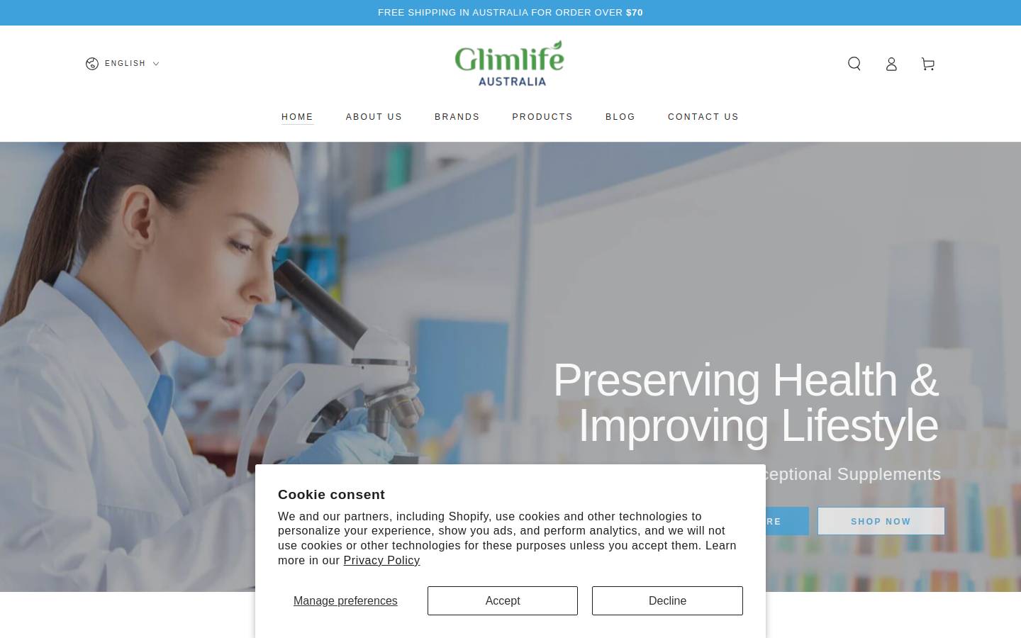 glimlife.com.au homepage screenshot