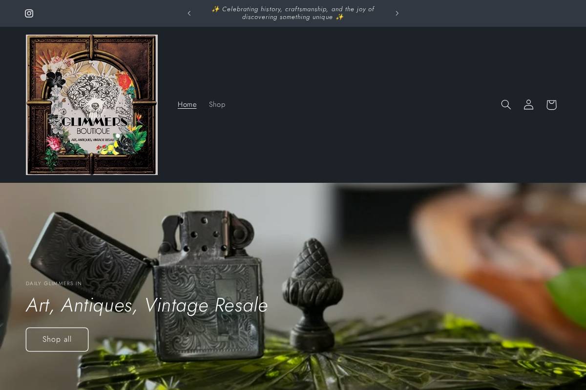 glimmersboutique.shop homepage screenshot
