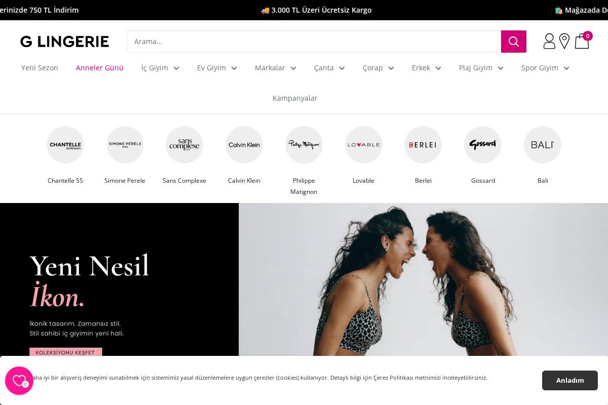glingerie.com.tr homepage screenshot