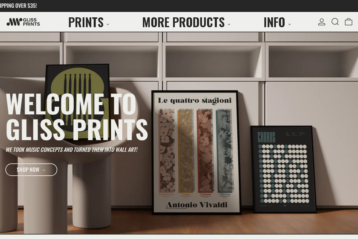 glissprints.com homepage screenshot