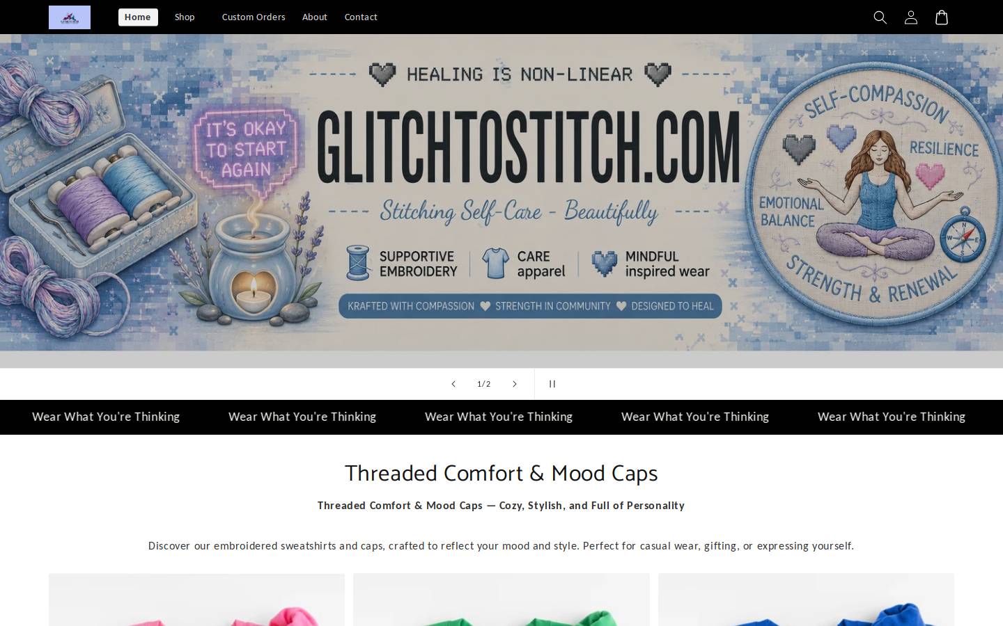 glitchtostitch.com homepage screenshot