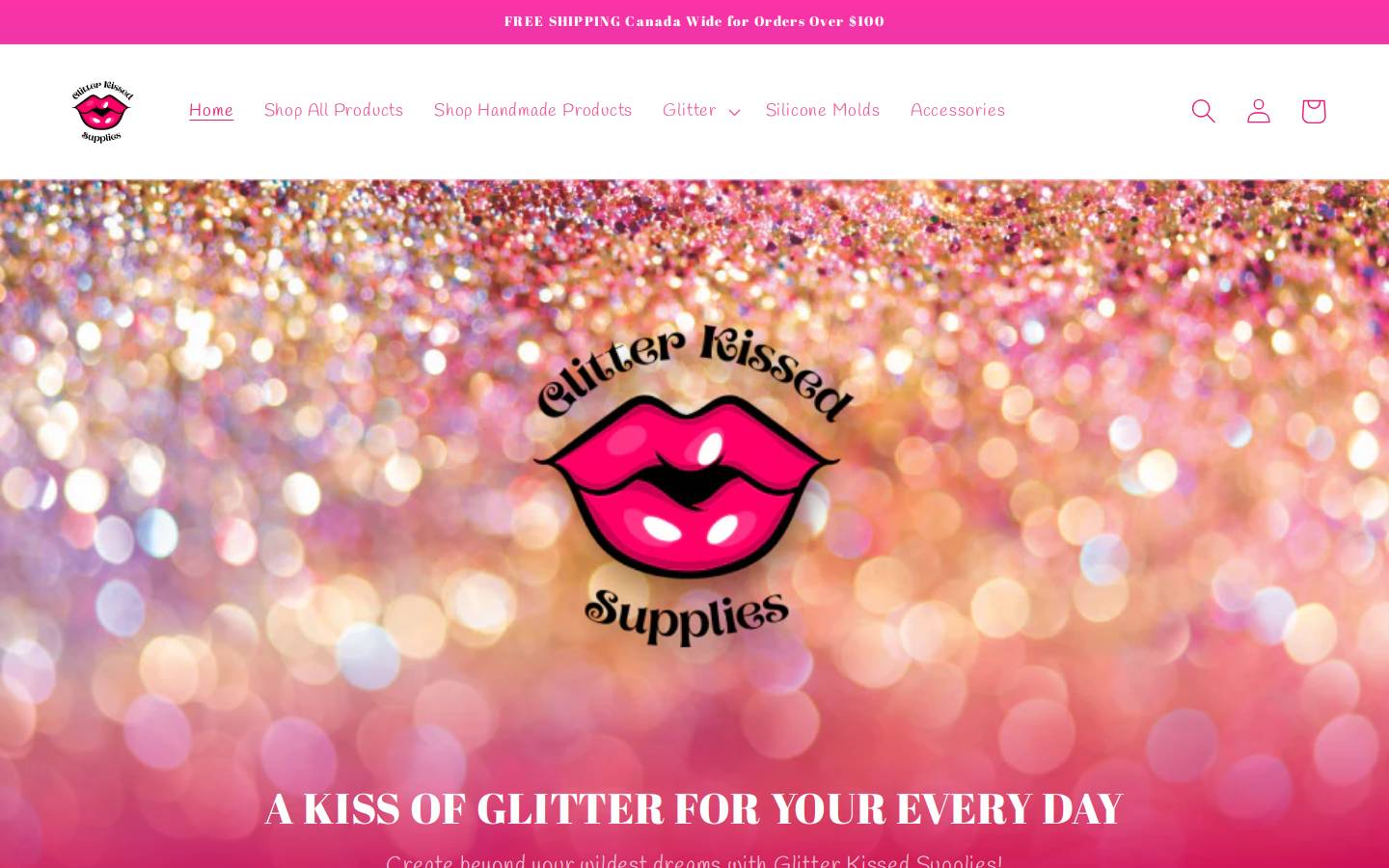 glitterkissedsupplies.ca homepage screenshot