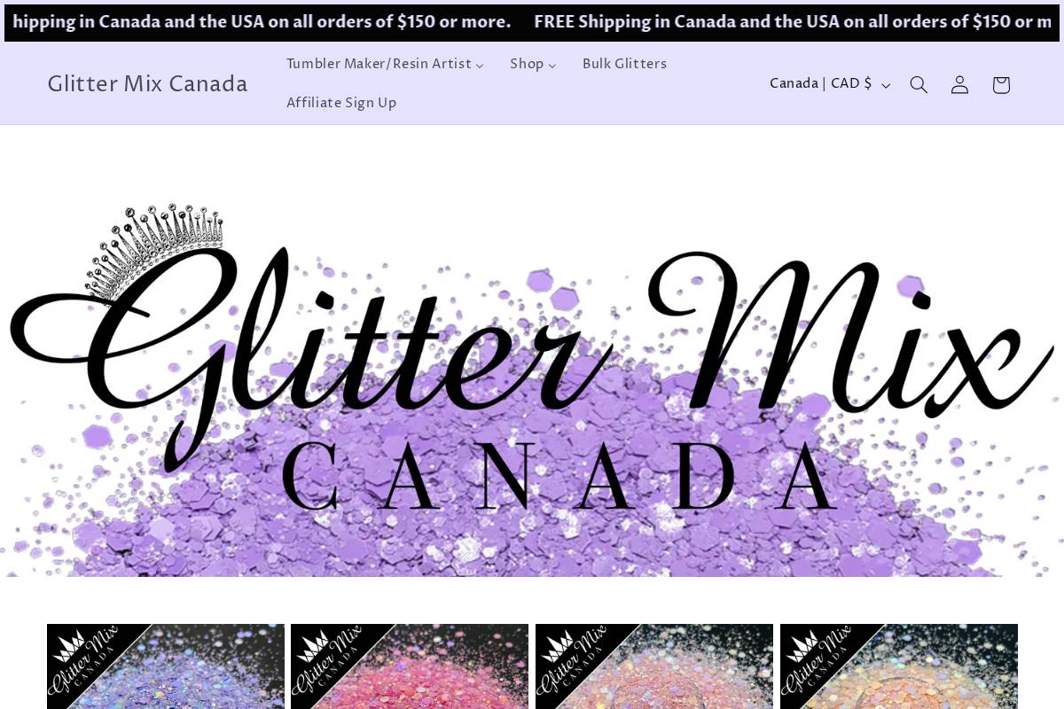 glittermixcanada.ca homepage screenshot