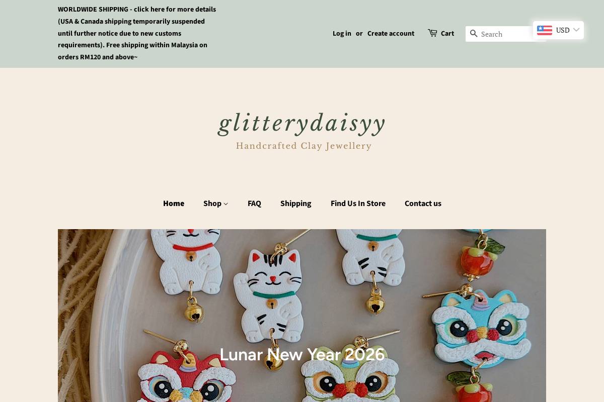 glitterydaisyy.com homepage screenshot