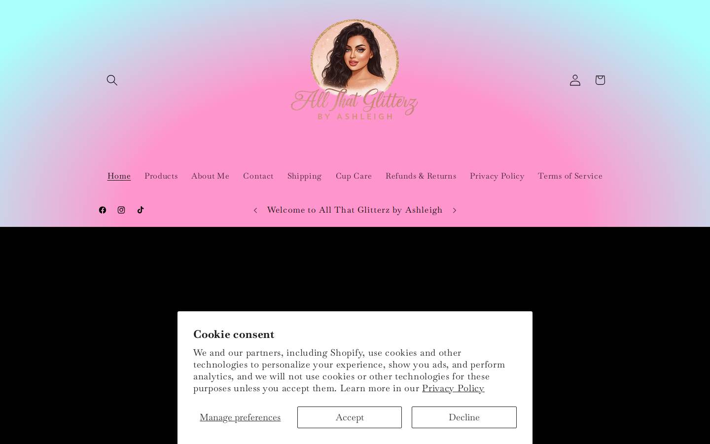 glitterzbyashleigh.com homepage screenshot