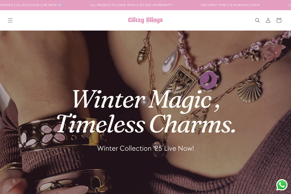 Glitzy Blings homepage screenshot