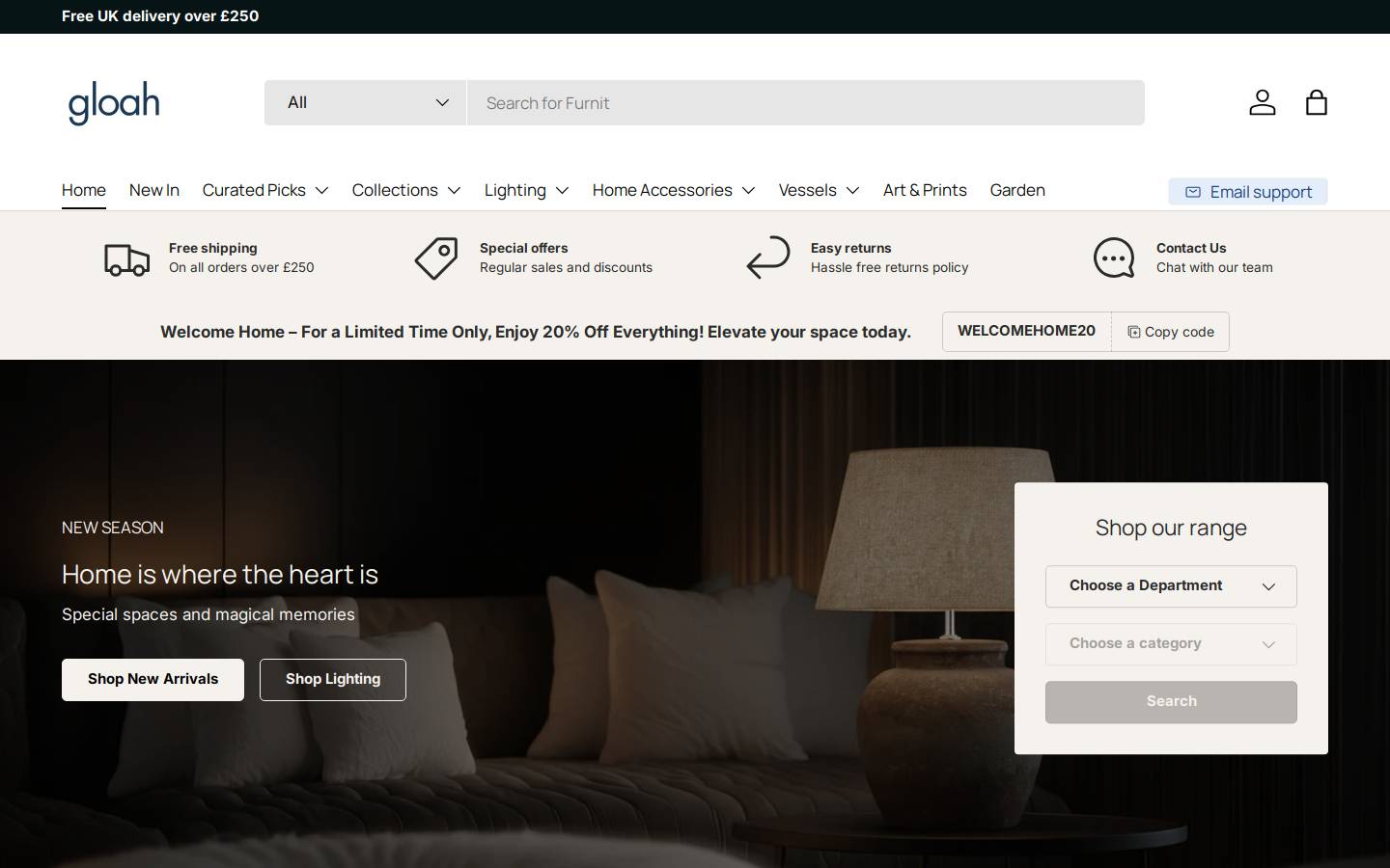 gloahlighting.com homepage screenshot