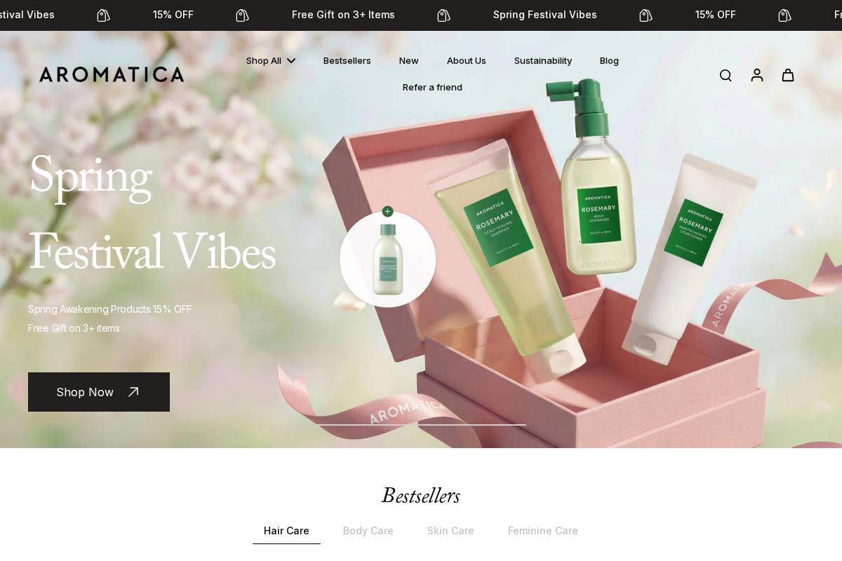 global.aromatica.co homepage screenshot