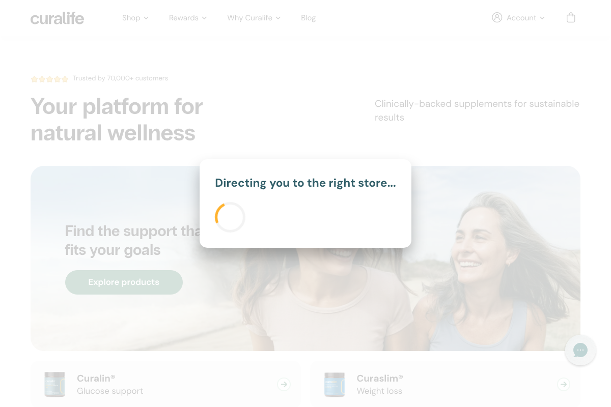 CuraLife Global homepage screenshot