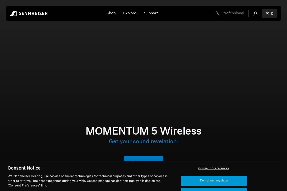 global.sennheiser-hearing.com homepage screenshot
