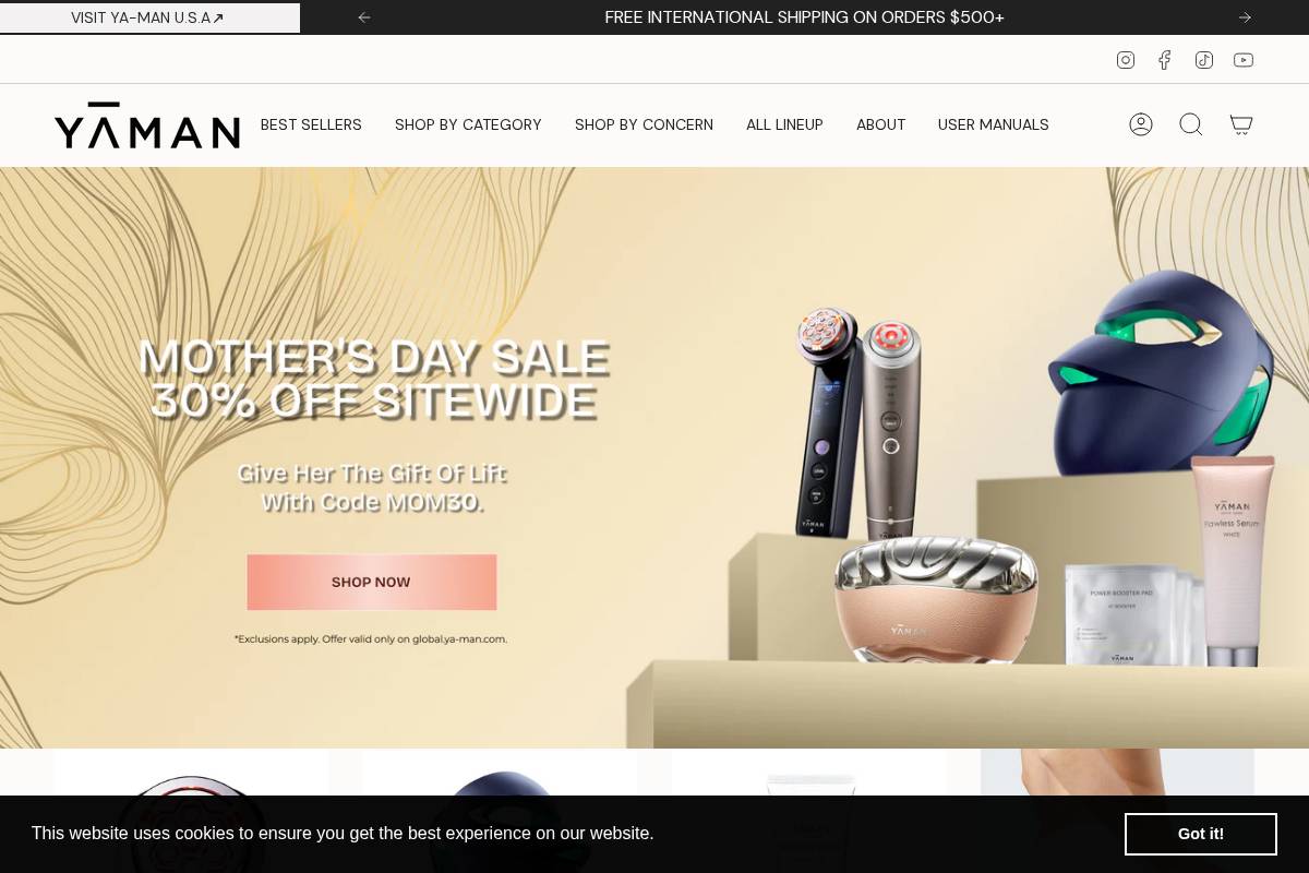 global.ya-man.com homepage screenshot