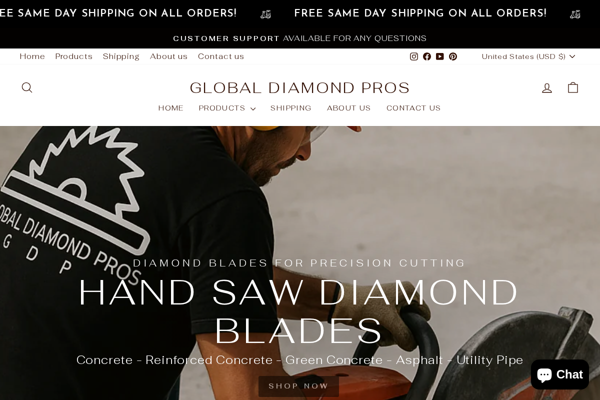 globaldiamondpros.com homepage screenshot