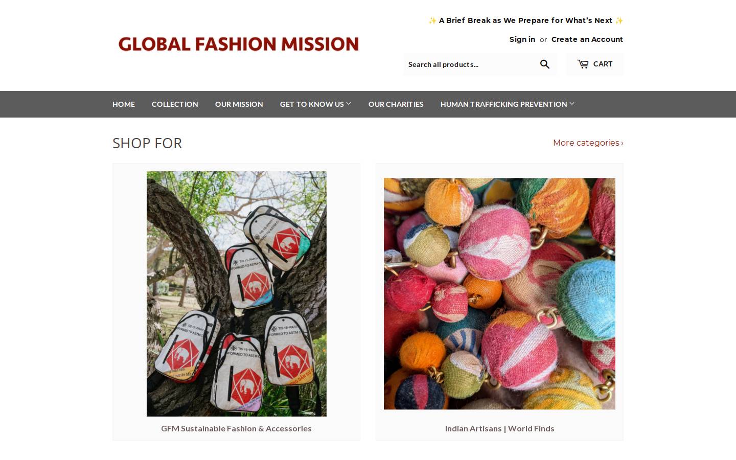globalfashionmission.com homepage screenshot