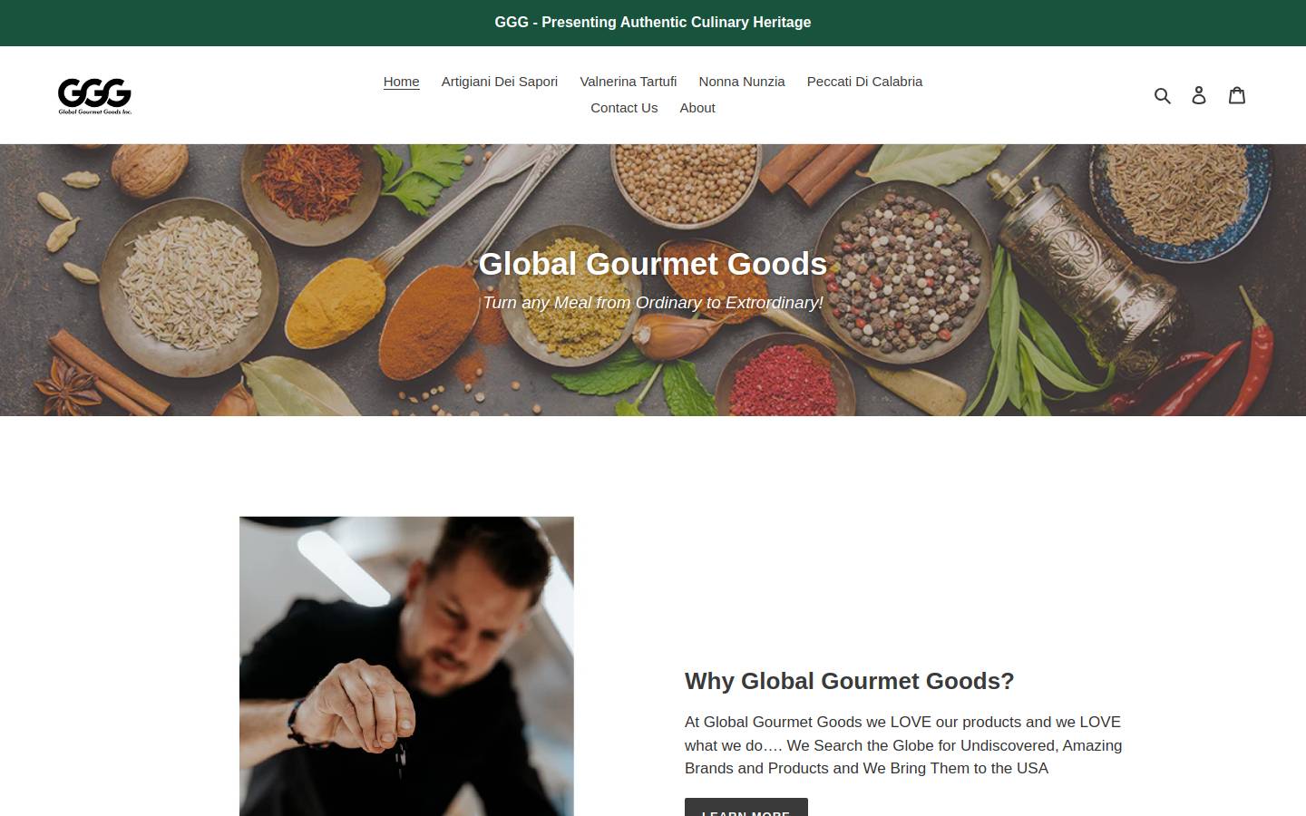 globalgourmetgoods.com homepage screenshot
