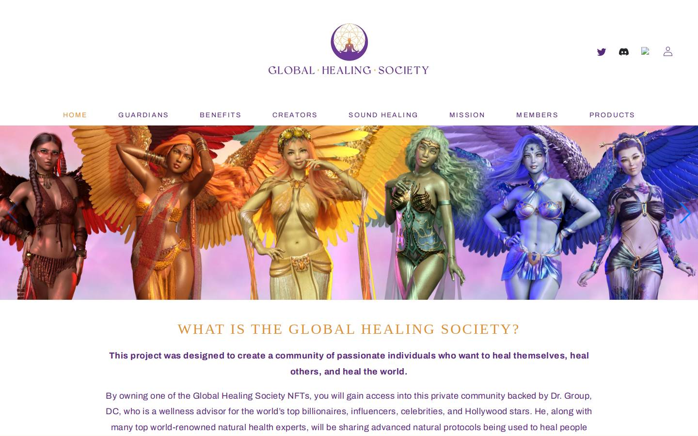 globalhealingsociety.com homepage screenshot
