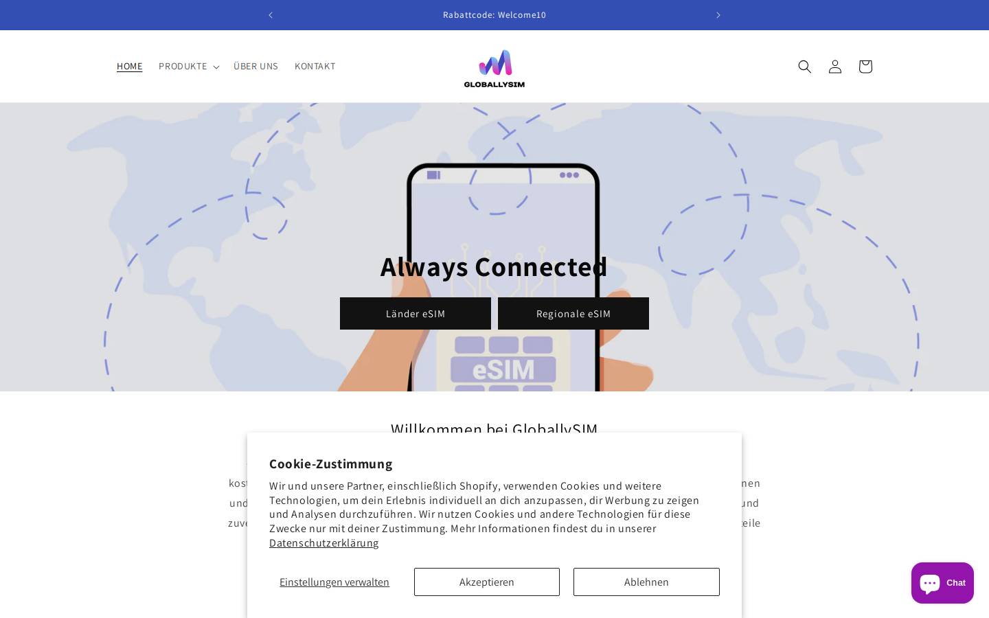 Globallysim homepage screenshot