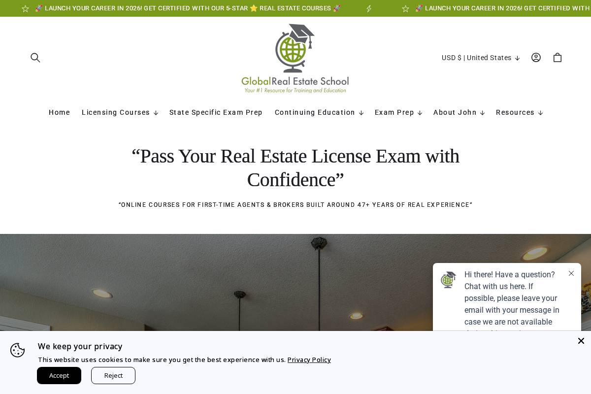 globalrealestateschool.com homepage screenshot