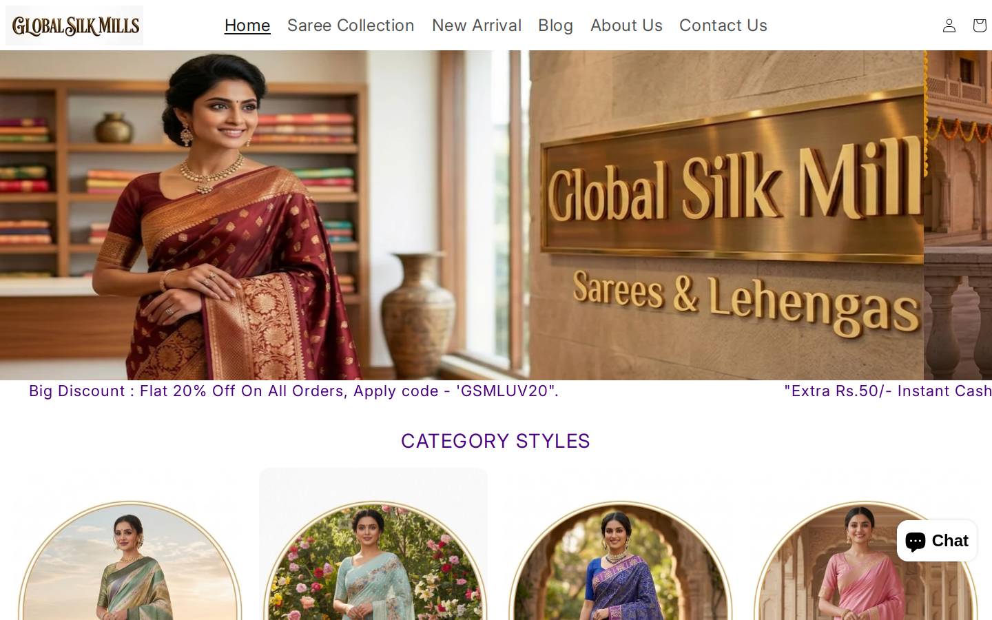 globalsilkmills.com homepage screenshot