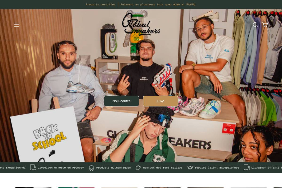 Global Sneakers homepage screenshot