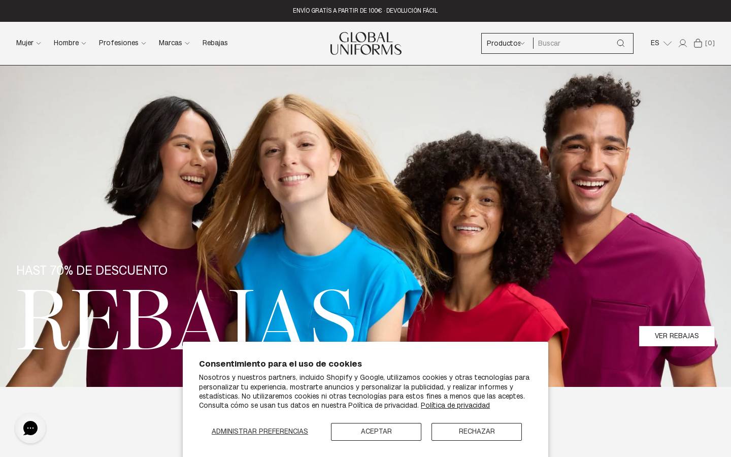 globaluniforms.es homepage screenshot