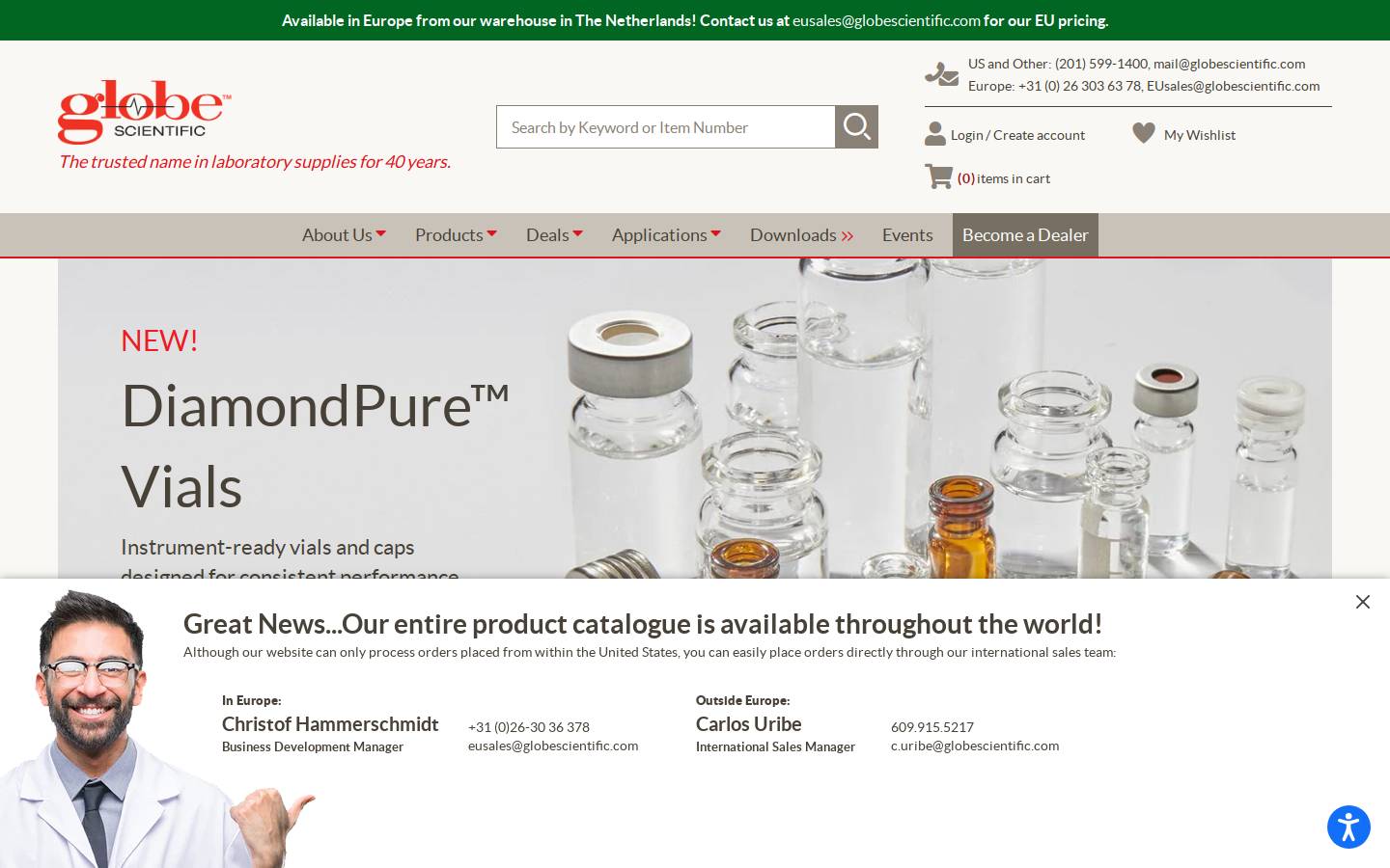 globescientific.com homepage screenshot