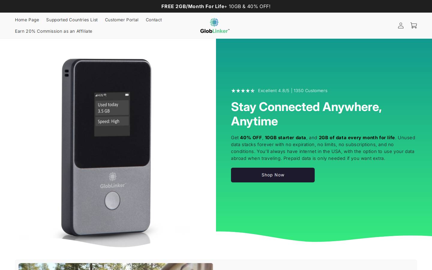 Globlinker homepage screenshot