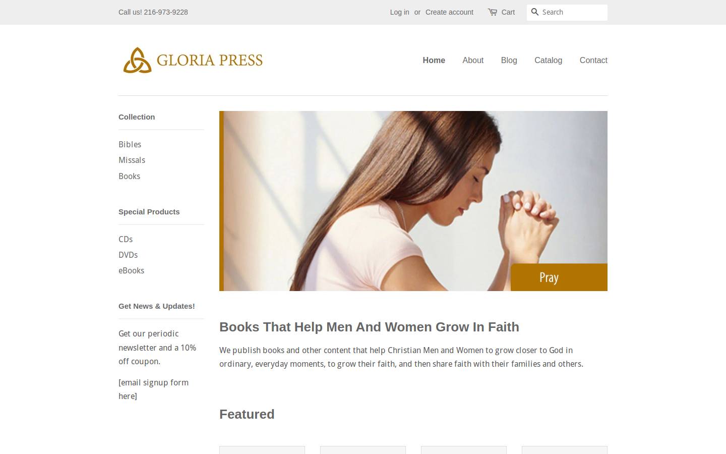 gloriapress.com homepage screenshot