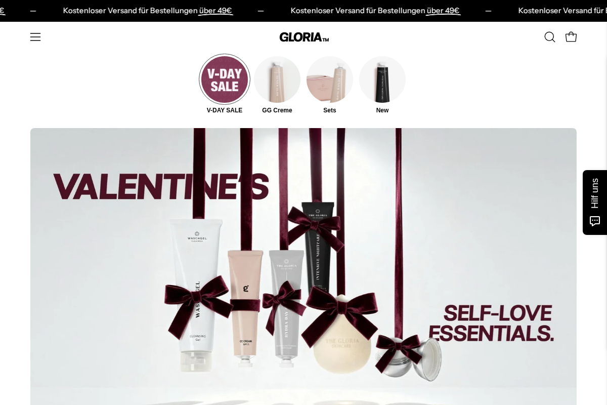 Gloriaskincare homepage screenshot