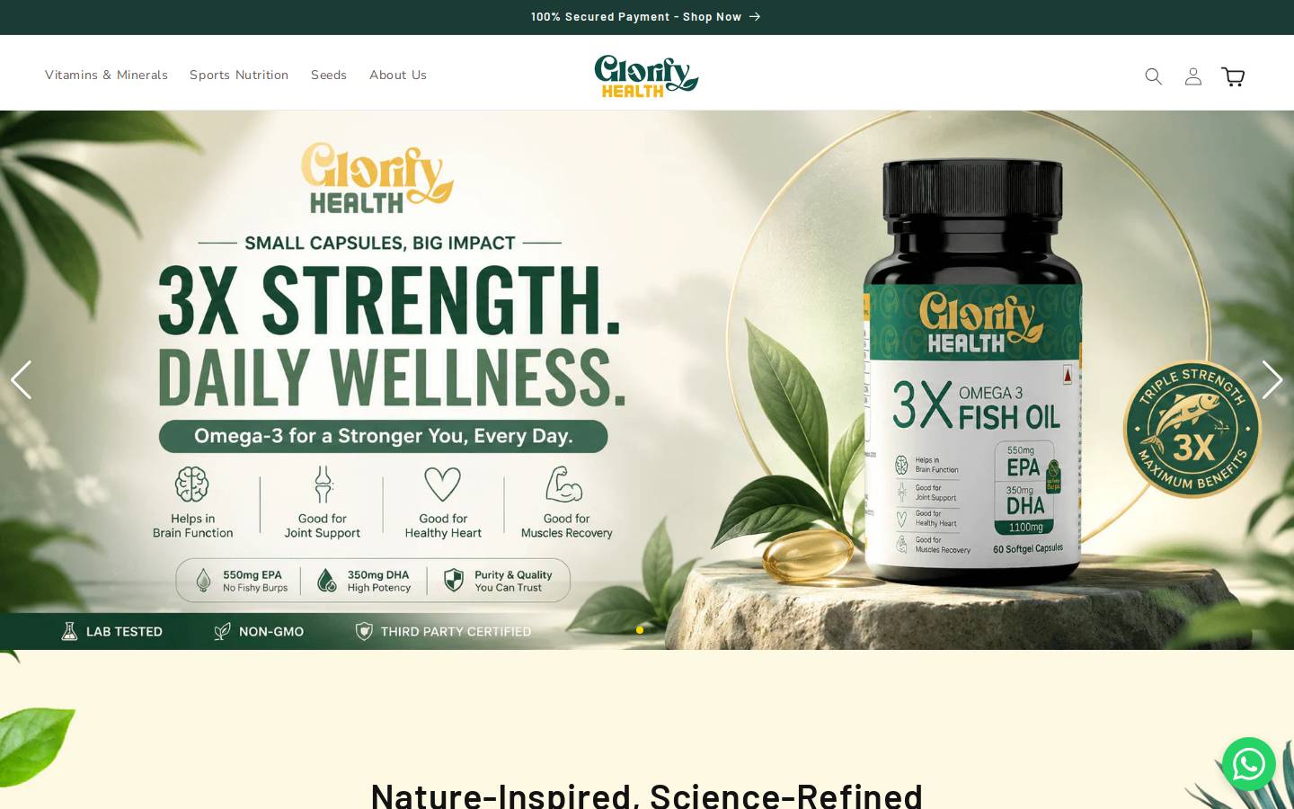 glorifyhealth.com homepage screenshot